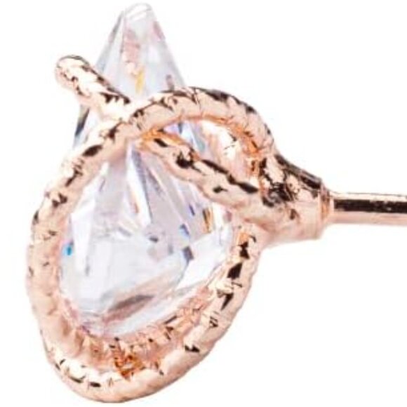 Gold Triangular Cubic Zirconia Stud Earrings for Women - Fashionable, Hypoallerg - Picture 5 of 6